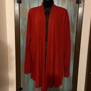 Hawthorne 41 dressy cardigan, burnt orange, lightweight knit.